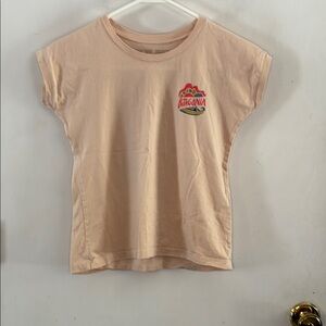 Patagonia blush pink short sleeve t-shirt with bright graphic on back Size M